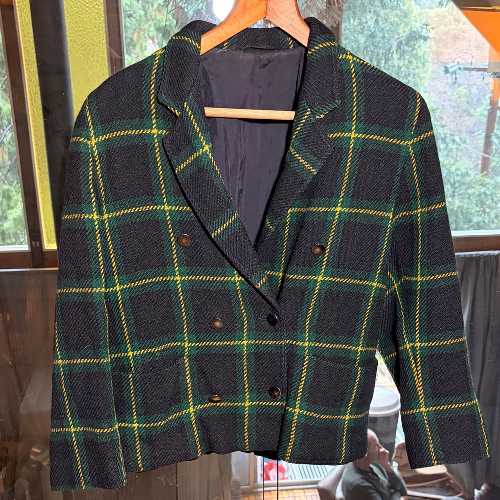 Vintage Marella Plaid Double-Breasted Women's Jacket made in Italy
